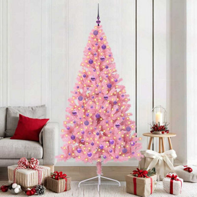 Vidaxl Artificial Pre-Lit Christmas Tree With 300 Leds Pink 210 Cm Pvc - Image 3