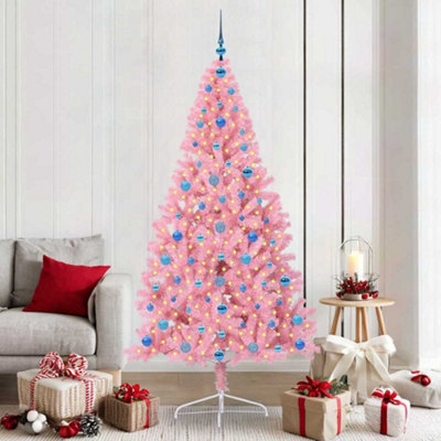 Vidaxl Artificial Pre-Lit Christmas Tree With 300 Leds Pink 210 Cm Pvc - Image 3