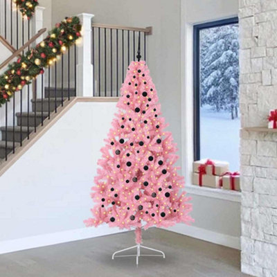 Vidaxl Artificial Pre-Lit Christmas Tree With 300 Leds Pink 240 Cm Pvc from B&Q