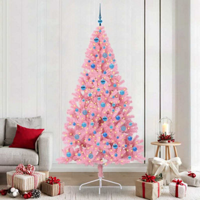 Vidaxl Artificial Pre-Lit Christmas Tree With 300 Leds Pink 240 Cm Pvc from B&Q