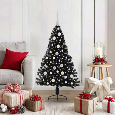 Vidaxl Black Artificial Pre-Lit Christmas Tree 120 Cm Pvc Small