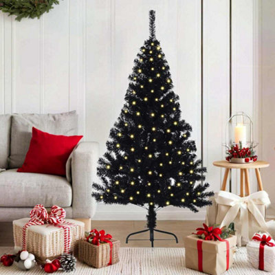 vidaXL Pre-lit Artificial Christmas Tree - Black - 150 cm - Image 4