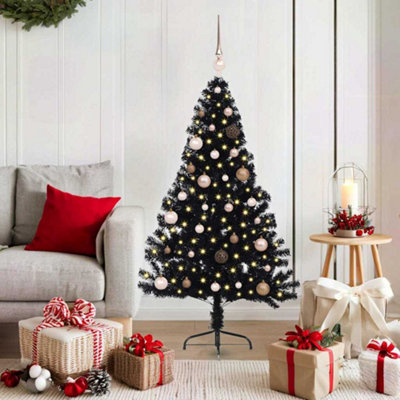 Vidaxl Black Artificial Pre-Lit Christmas Tree 150 Cm Pvc Small