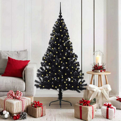 Vidaxl Black Artificial Pre-Lit Christmas Tree 150 Cm Pvc Small