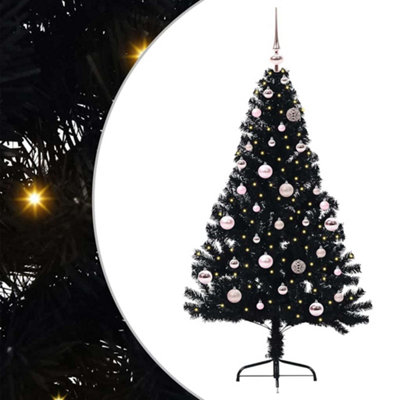 Vidaxl Black Artificial Pre-Lit Christmas Tree 150 Cm Pvc Small
