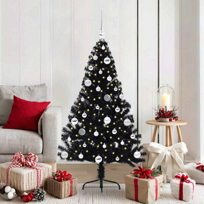 B&Q -  Artificial Pre-Lit Christmas Tree Black 150 Cm Pvc