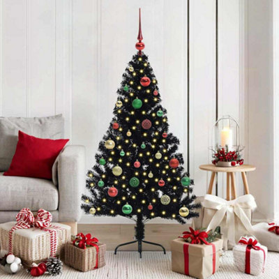 Vidaxl Black Artificial Pre-Lit Christmas Tree 150 Cm Pvc Small