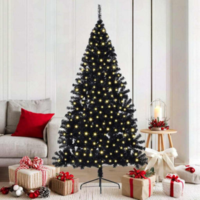 Vidaxl Artificial Pre-Lit Christmas Tree Black 180 Cm Pvc
