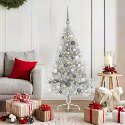 Vidaxl (Silver, 150 Cm) Artificial Half Christmas Tree With Leds&Ball Multi Colours Multi Sizes - Image 3