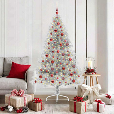 Vidaxl Silver Artificial Pre-Lit Christmas Tree 180 Cm Pet Small