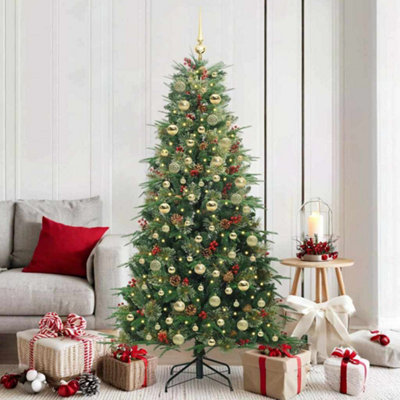 Vidaxl Green Artificial Hinged Christmas Tree 180 Cm Pe And Pvc