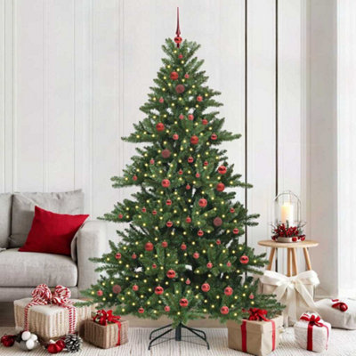 Vidaxl Artificial Hinged Christmas Tree With 300 Leds 210 Cm Pvc