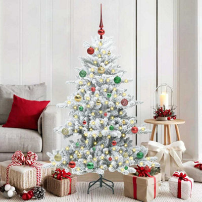 B&Q -  Artificial Hinged Christmas Tree White 150 Cm Pvc And Steel