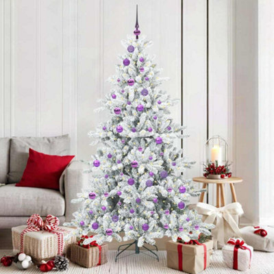 B&Q -  Artificial Hinged Christmas Tree White 180 Cm Pvc And Steel