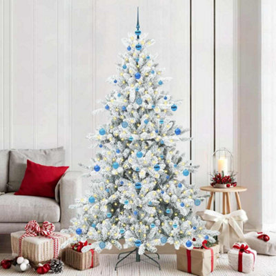 B&Q -  Artificial Hinged Christmas Tree White 210 Cm Pvc And Steel