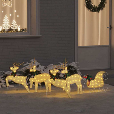 Vidaxl Led Reindeers 5 Pcs Gold Fabric from B&Q