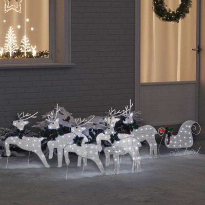 Vidaxl Led Reindeers 7 Pcs Silver Fabric from B&Q