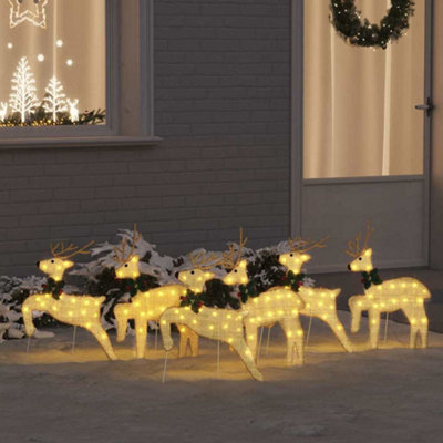 Vidaxl Led Reindeers 6 Pcs Gold Fabric from B&Q