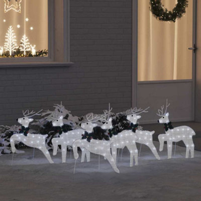 Vidaxl Led Reindeers 6 Pcs Silver Fabric from B&Q