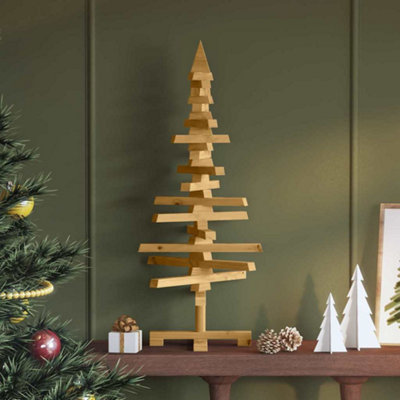 Vidaxl Wooden Christmas Tree With Stand Brown 90 Cm Solid Pine Wood from B&Q