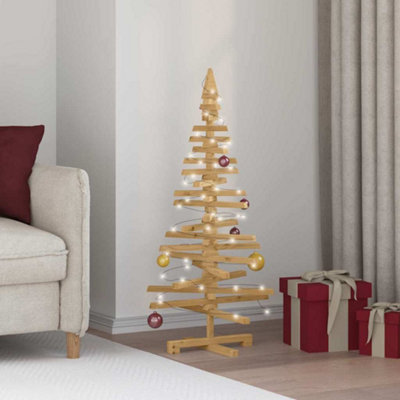 Vidaxl Brown Wooden Christmas Tree With Stand 120 Cm Solid Pine Wood
