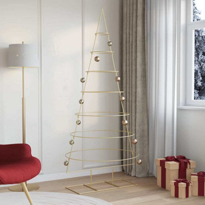 B&Q -  Metal Christmas Tree With Stand Gold 209 Cm Powder-Coated Steel