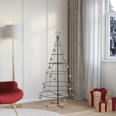 Vidaxl Christmas Cone Tree With Stand Black 154 Cm Steel - Image 3