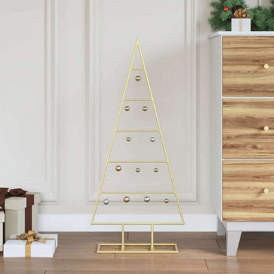 B&Q -  Metal Christmas Tree With Stand Gold 90 Cm Powder-Coated Steel