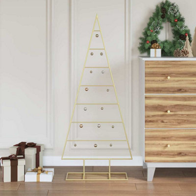 B&Q -  Metal Christmas Tree With Stand Gold 125 Cm Powder-Coated Steel