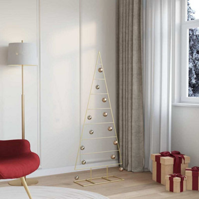 B&Q -  Metal Christmas Tree With Stand Gold 150 Cm Powder-Coated Steel