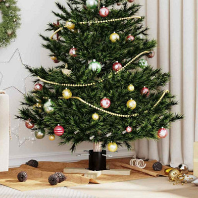 Vidaxl Christmas Tree Stand 1.73 Black 50 X 50 X 16 Cm Solid Pine Wood from B&Q