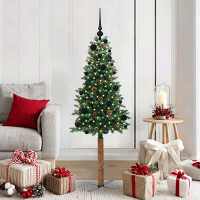 Vidaxl Slim Christmas Tree Green 150 Cm Pvc And Solid Pine Wood from B&Q