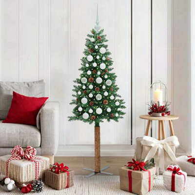 Vidaxl Slim Christmas Tree Green 150 Cm Pvc And Solid Pine Wood from B&Q