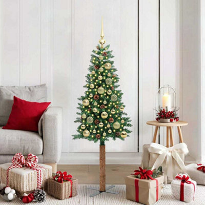 Vidaxl Slim Christmas Tree Green 150 Cm Pvc And Solid Pine Wood from B&Q