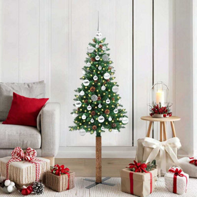 Vidaxl Slim Christmas Tree Green 150 Cm Pvc And Solid Pine Wood from B&Q