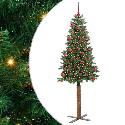 Vidaxl Green Slim Christmas Tree 180 Cm Pvc And Solid Pine Wood Small