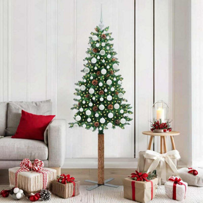 Vidaxl Slim Christmas Tree Green 180 Cm Pvc And Solid Pine Wood from B&Q