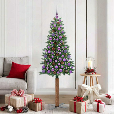 Vidaxl Slim Christmas Tree Green 180 Cm Pvc And Solid Pine Wood from B&Q