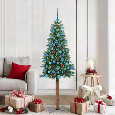Vidaxl Slim Christmas Tree Green 180 Cm Pvc And Solid Pine Wood from B&Q