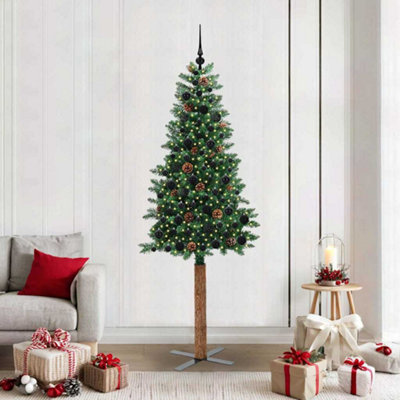 B&Q -  Slim Christmas Tree Green 210 Cm Pvc And Solid Pine Wood