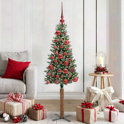 Vidaxl Slim Christmas Tree Green 150 Cm Pvc And Solid Pine Wood from B&Q