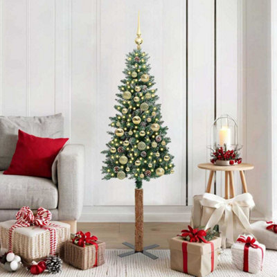 Vidaxl Slim Christmas Tree Green 150 Cm Pvc And Solid Pine Wood from B&Q