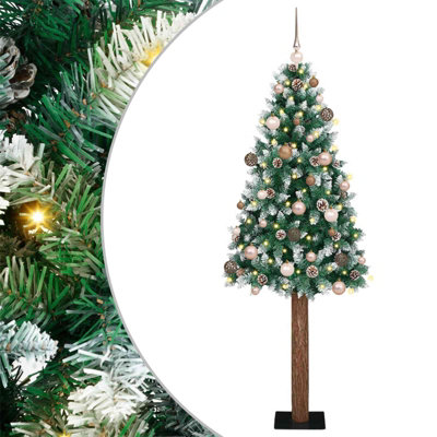 Vidaxl Green/White Slim Christmas Tree With 300 Leds And 180 Cm Small