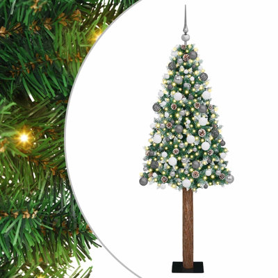 Vidaxl Green/White Slim Christmas Tree With 300 Leds And 180 Cm Small