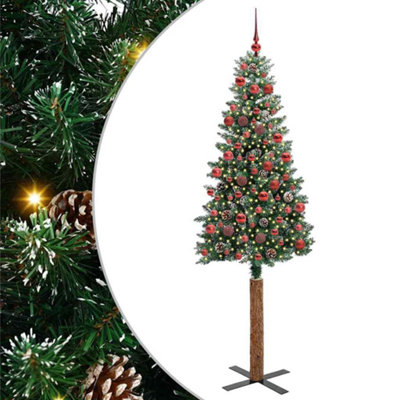 Vidaxl Green/White Slim Christmas Tree With 300 Leds And 180 Cm Small
