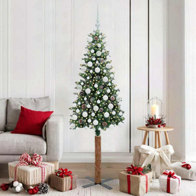 Vidaxl Slim Christmas Tree Green 180 Cm Pvc And Solid Pine Wood from B&Q