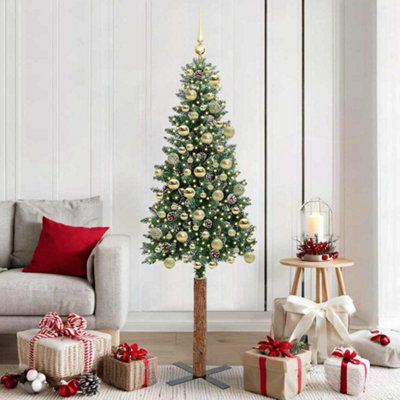 Vidaxl Green/White Slim Christmas Tree With 300 Leds And 180 Cm Small