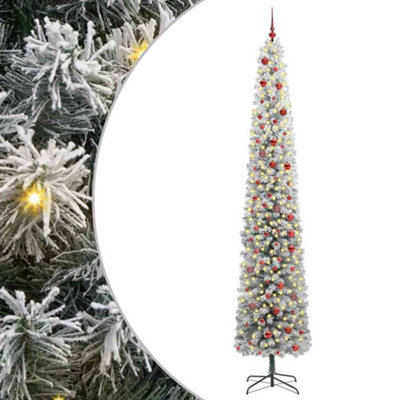 Vidaxl (Green And White, 300 Cm) Slim Artificial Christmas Tree Decoration Artificial Tree Xmas Tree - Image 3