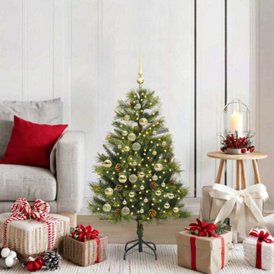 Vidaxl Artificial Hinged Christmas Tree With Cones Green 120 Cm