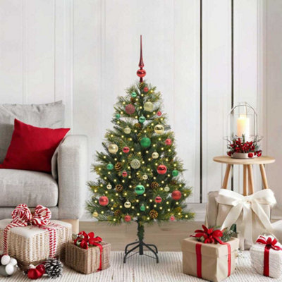 VIDAXL Hinged Artificial Christmas Tree with Cones and LED Lights - 120 cm Green - Image 4